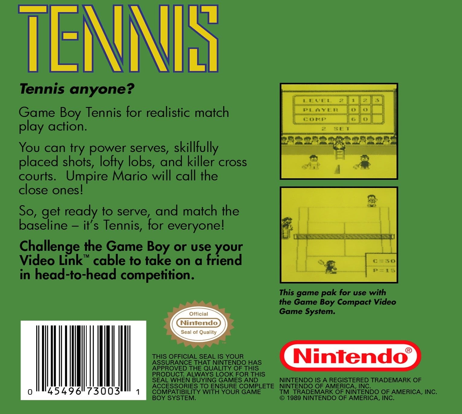 Tennis - GameBoy - Retro Island Gaming