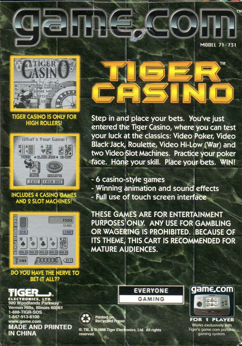 Tiger Casino - Game.Com - Retro Island Gaming
