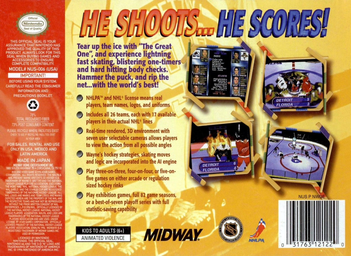 Wayne Gretzky's 3D Hockey - Nintendo 64 - Retro Island Gaming