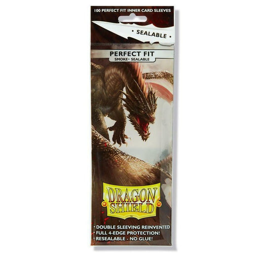x100 Dragon Shield Perfect Fit Sleeves (Smoke - Sealable) - Retro Island Gaming