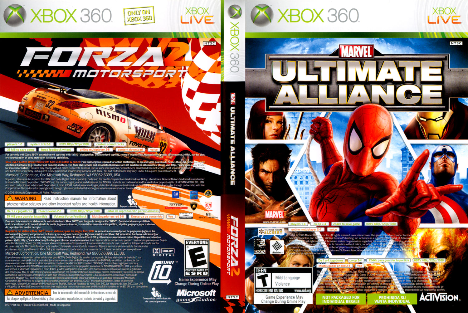 Marvel Ultimate Alliance & Forza 2 - Xbox 360