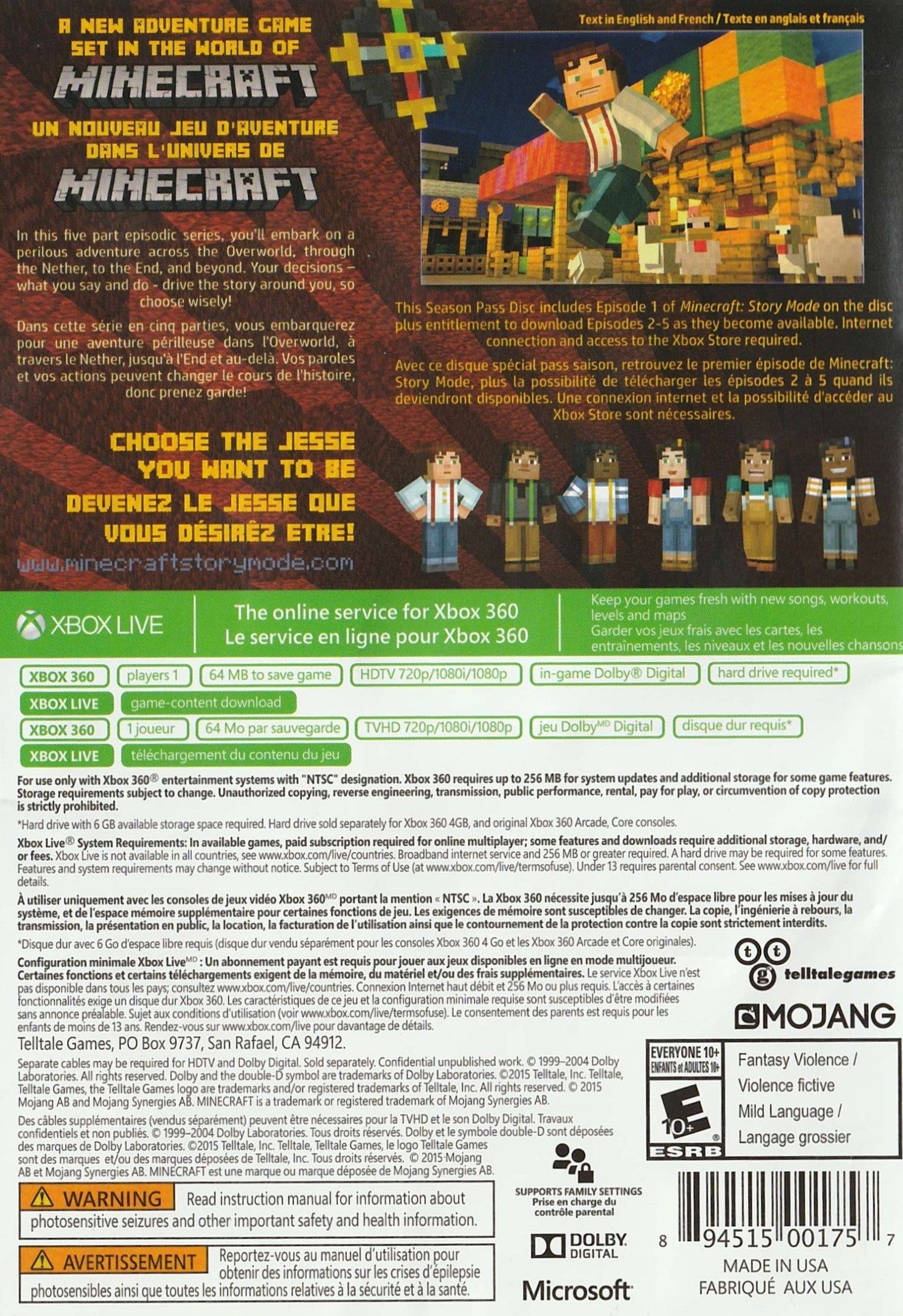 Minecraft: Story Mode Season Pass - Xbox 360