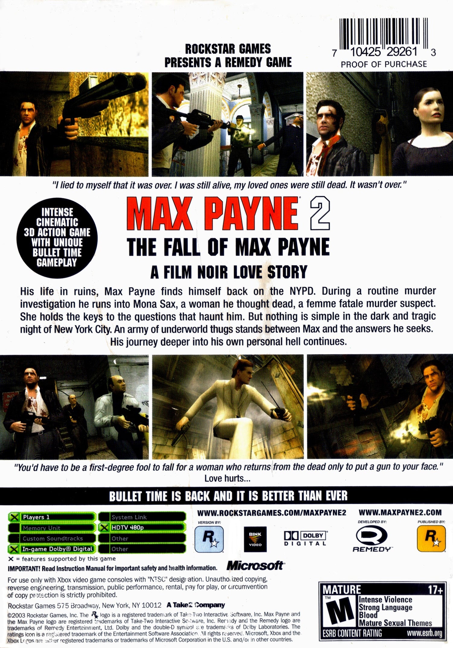 Max Payne 2 Fall of Max Payne - Xbox